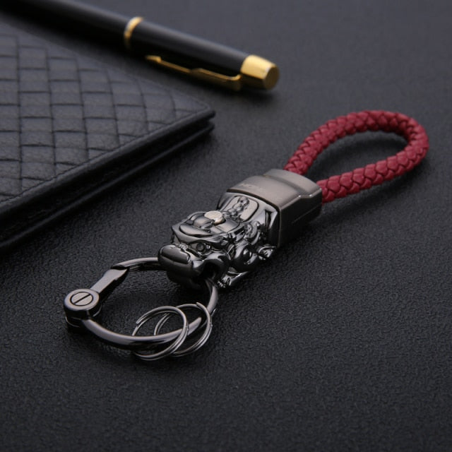 Genuine Rope Leather Panther Head Key Ring Collection