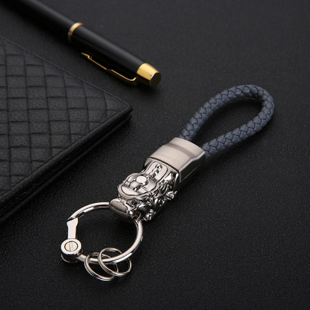 Genuine Rope Leather Panther Head Key Ring Collection