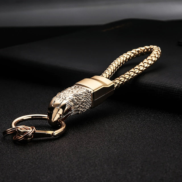 Genuine Rope Leather Panther Head Key Ring Collection