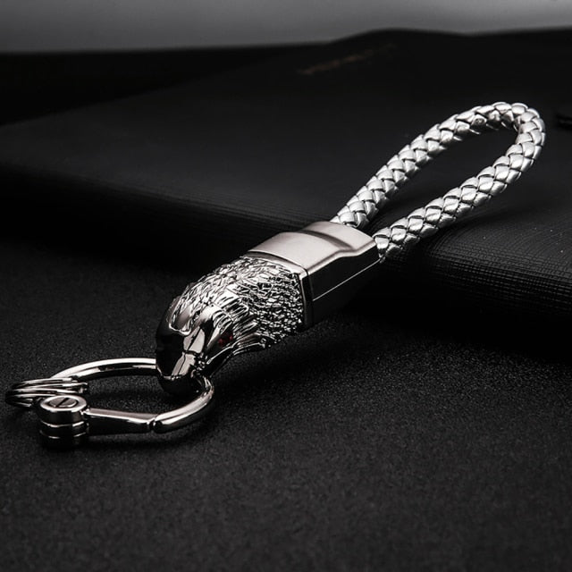Genuine Rope Leather Panther Head Key Ring Collection