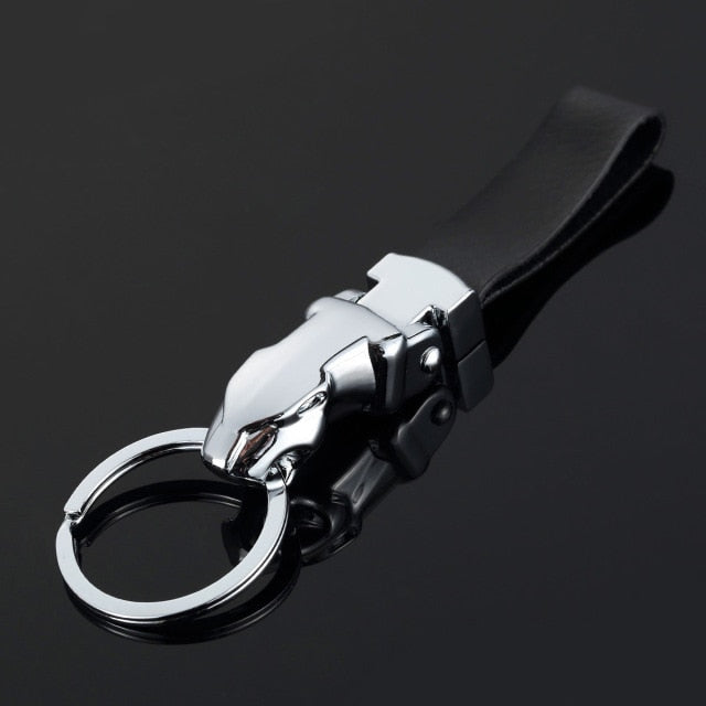 Genuine Rope Leather Panther Head Key Ring Collection