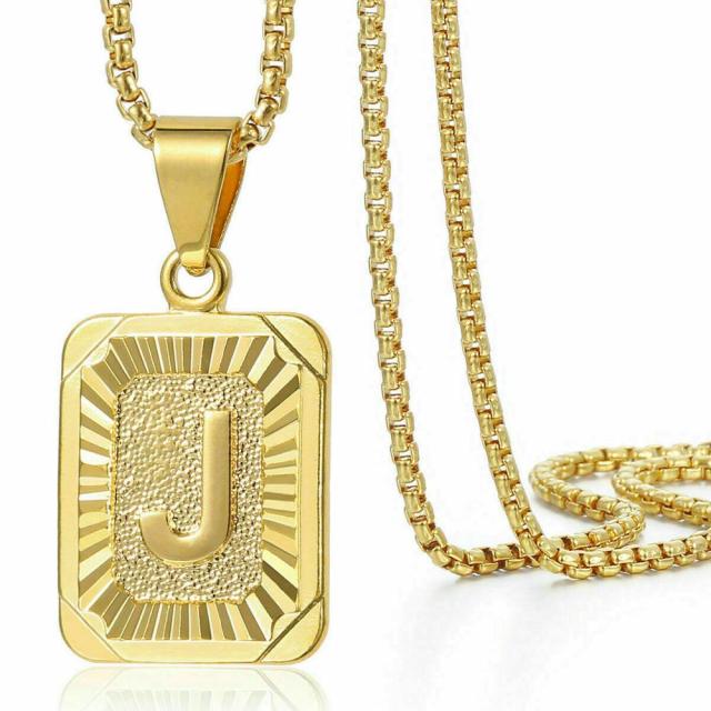 18k Gold Plated Alphabet Initial Dog Tag Necklace