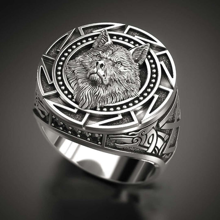 Viking Warrior Wolfs Head Ring