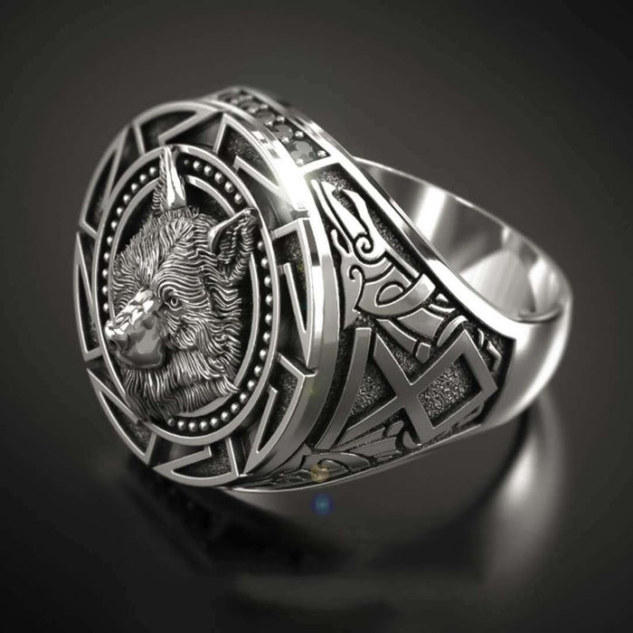 Viking Warrior Wolfs Head Ring