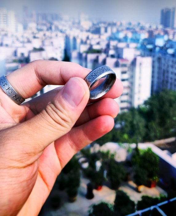 Antient Aztec Distressed Steel Unisex Ring