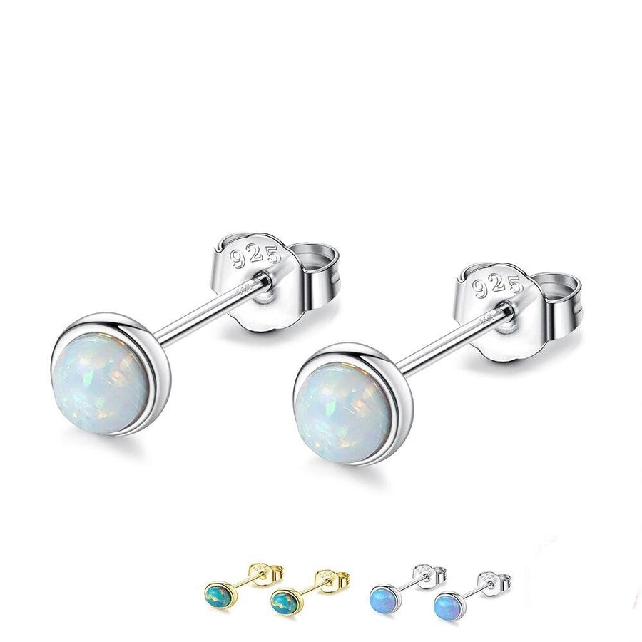 Sterling Silver 925 Small Opal Stud Earrings