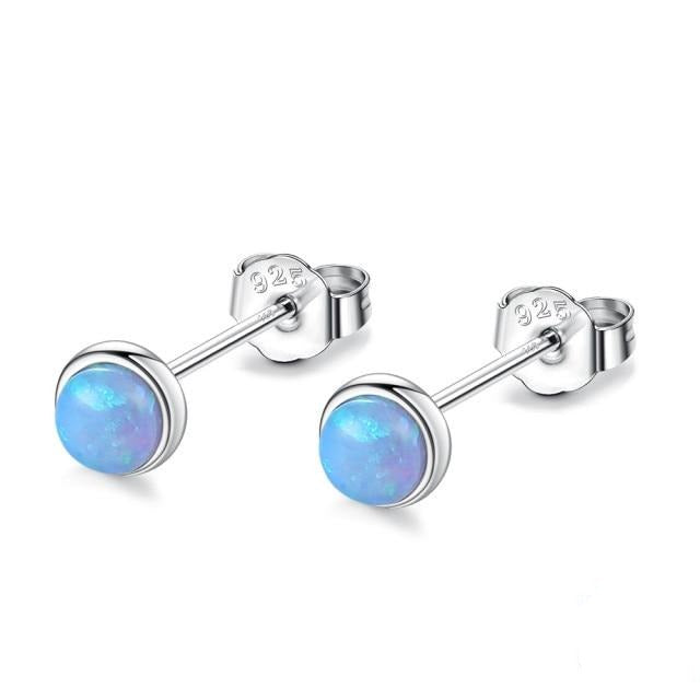 Sterling Silver 925 Small Opal Stud Earrings