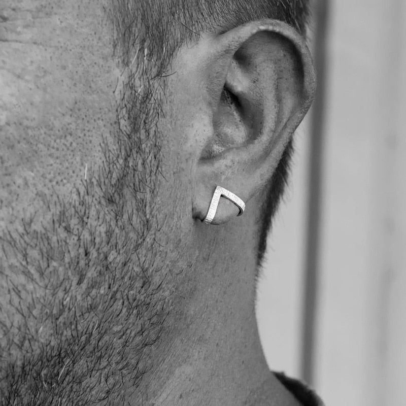 Sterling Silver V-Shaped Corner Stud Earrings