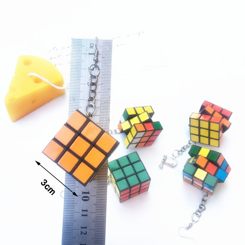 Rubik's Cube Drop Earrings