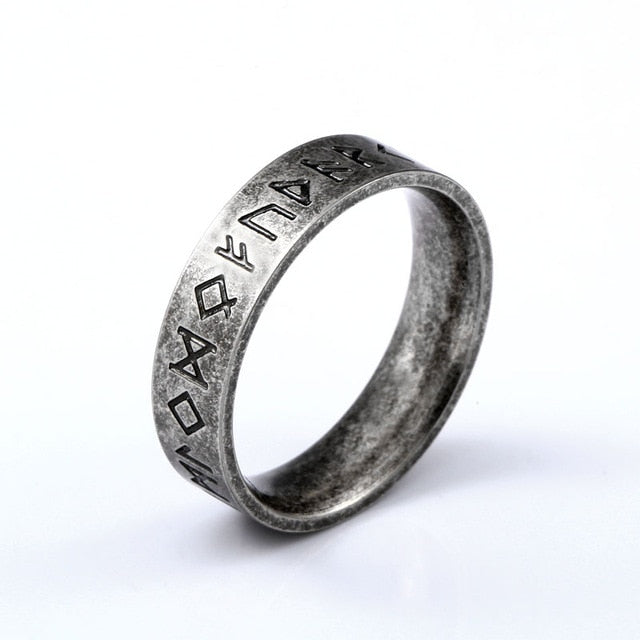 Antient Aztec Distressed Steel Unisex Ring