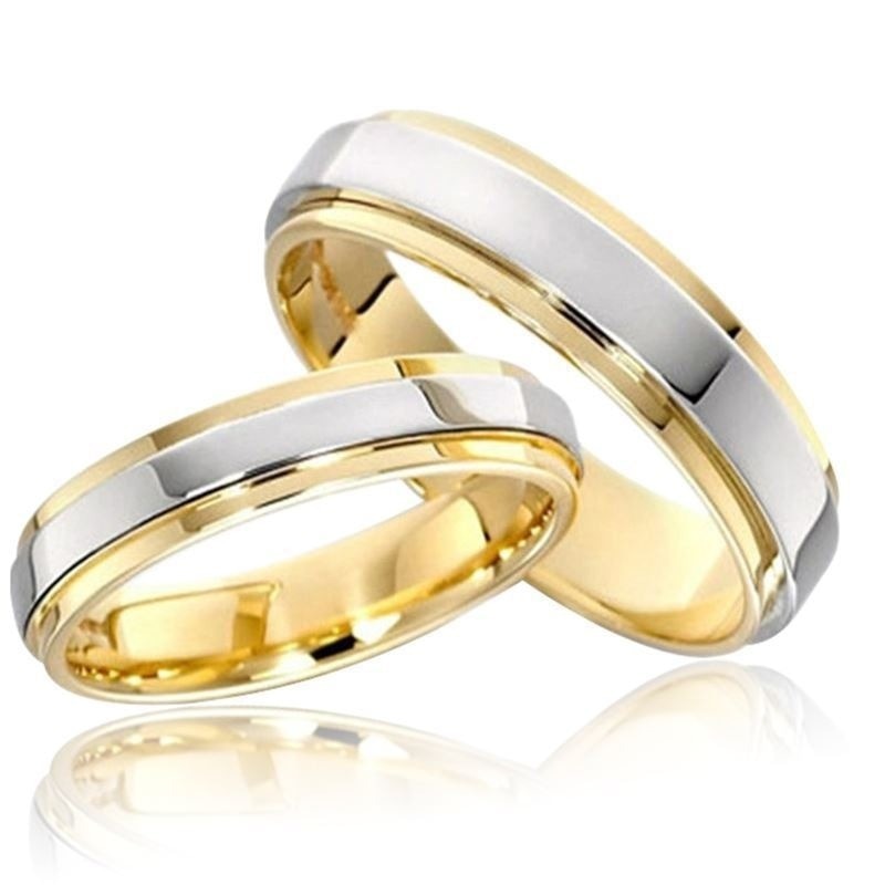 Titanium Steel Two Tone Gold and Silver Couples Ring