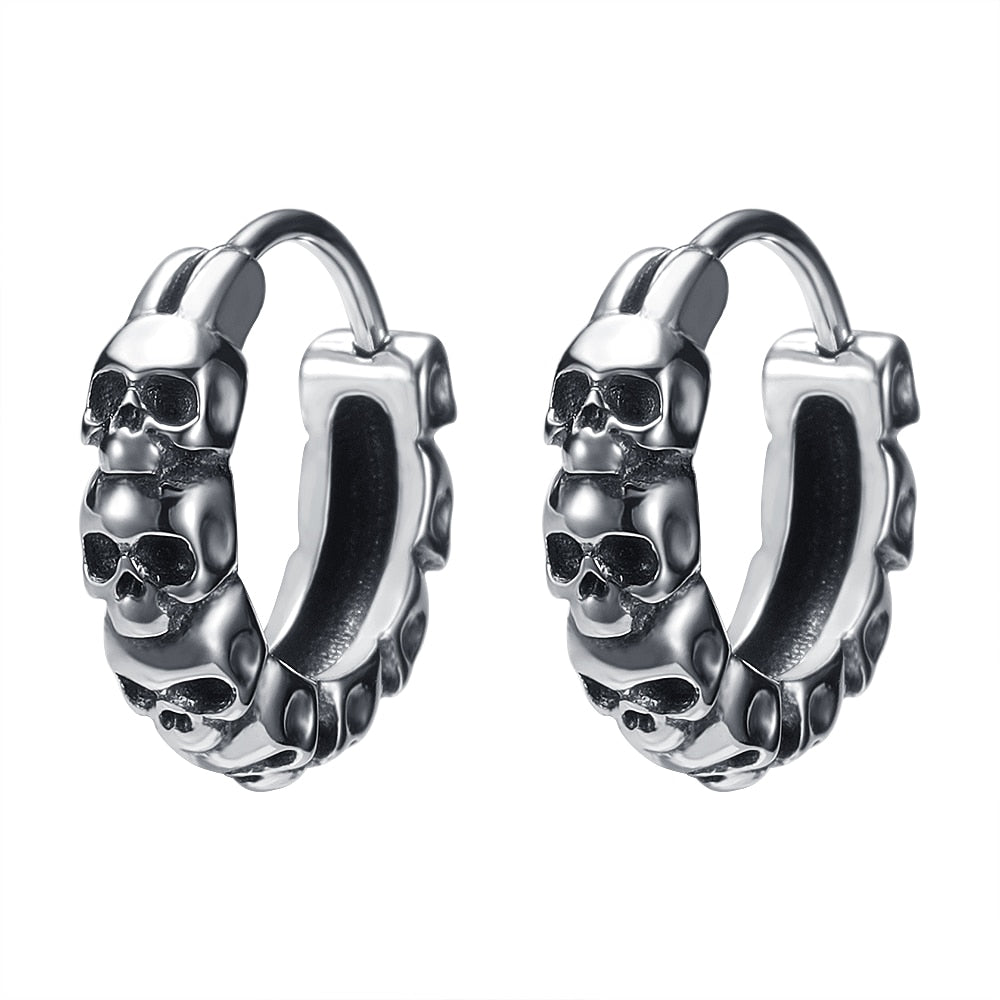 Mens skull store hoop earrings