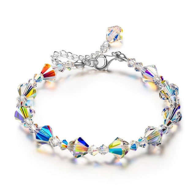 Sparkling Aurora Crystal Link Chain Stretch Bracelet Set