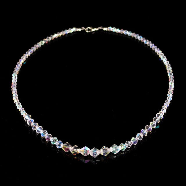 Sparkling Aurora Crystal Link Chain Stretch Bracelet Set