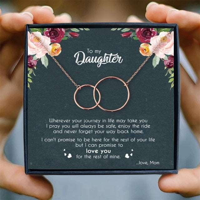 Interlocking infinity Circle Daughters Necklace & Gift Box