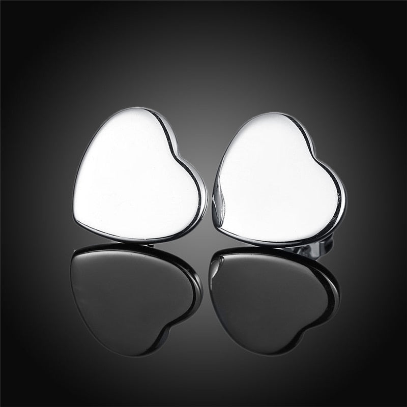 Sterling Silver Smooth Heart Stud Earrings