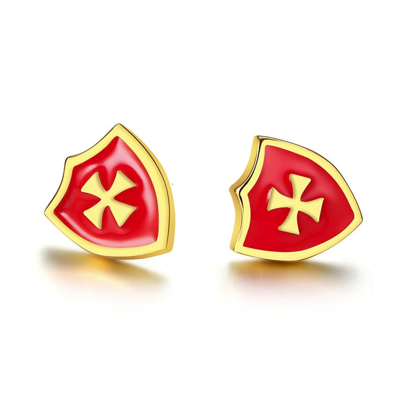 Shield Crest Knights Templar Stud Earrings