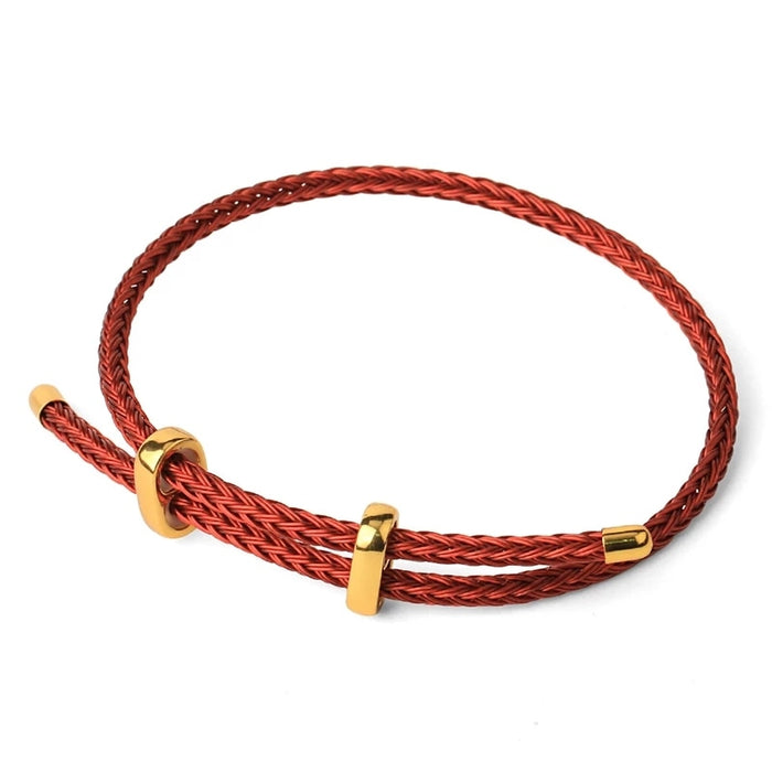 Adjustable Stainless Steel Tipped Rope Bracelet