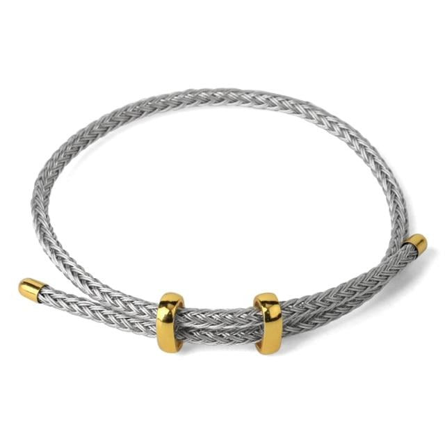 Adjustable Stainless Steel Tipped Rope Bracelet