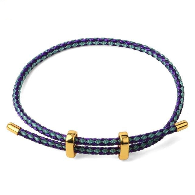 Adjustable Stainless Steel Tipped Rope Bracelet