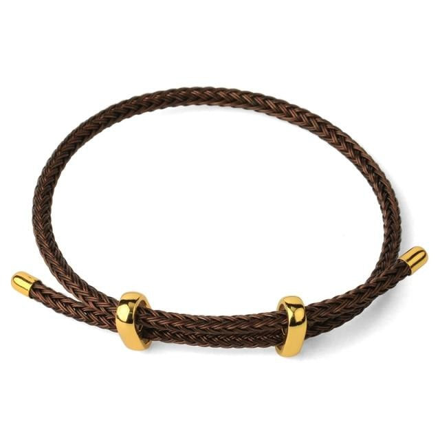 Adjustable Stainless Steel Tipped Rope Bracelet
