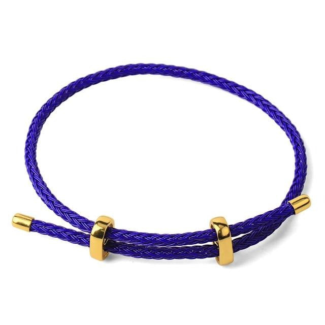 Adjustable Stainless Steel Tipped Rope Bracelet