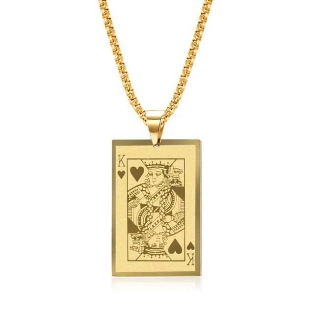 Poker Ace of Spades King of Heart Necklace
