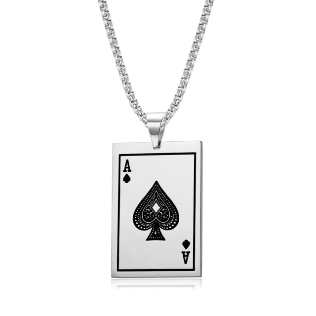 Poker Ace of Spades King of Heart Necklace