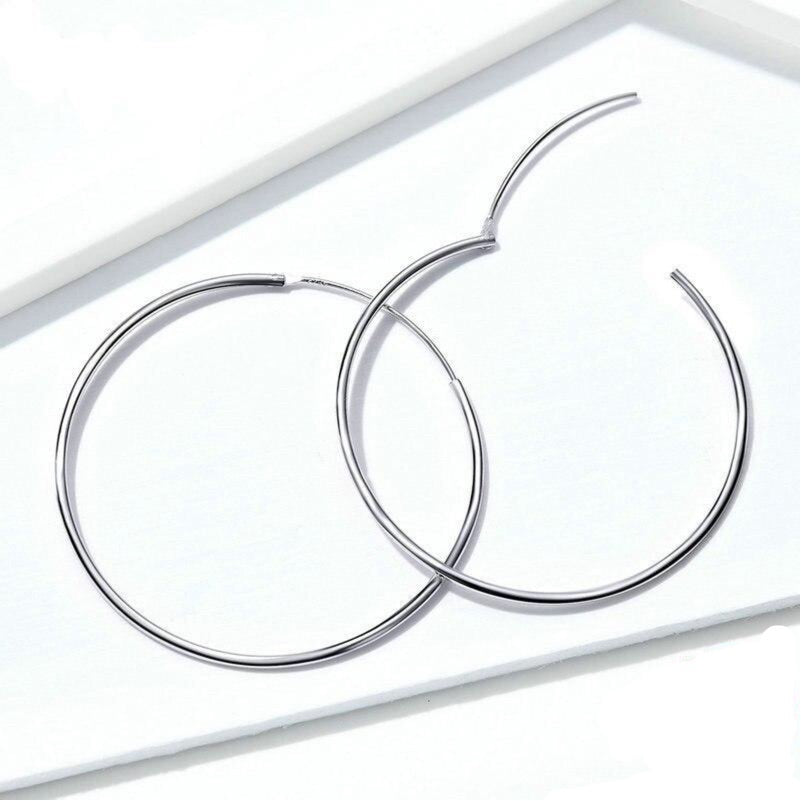 Women's Sterling Silver Oversized Large Hoop Earrings 30mm - 50mm