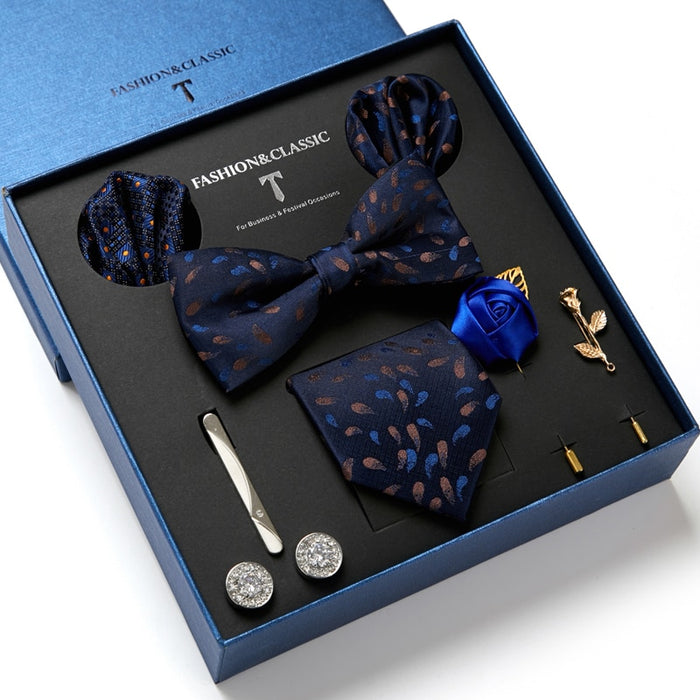 Men's Formal Wear Gift Set: Necktie, Bowtie, Tie Clip, Cufflinks & Hanky Set