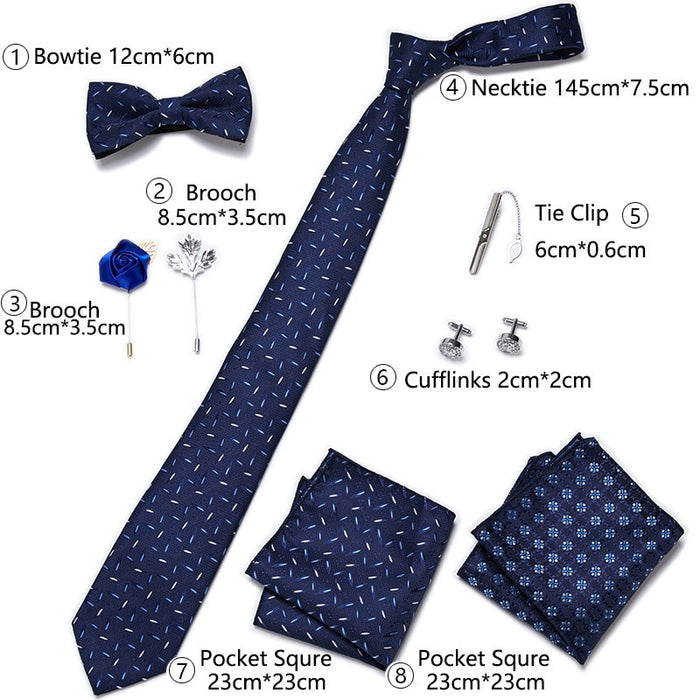 Men's Formal Wear Gift Set: Necktie, Bowtie, Tie Clip, Cufflinks & Hanky Set