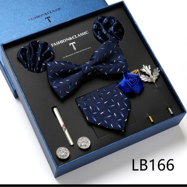 Men's Formal Wear Gift Set: Necktie, Bowtie, Tie Clip, Cufflinks & Hanky Set