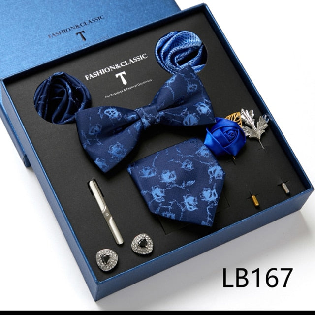 Men's Formal Wear Gift Set: Necktie, Bowtie, Tie Clip, Cufflinks & Hanky Set