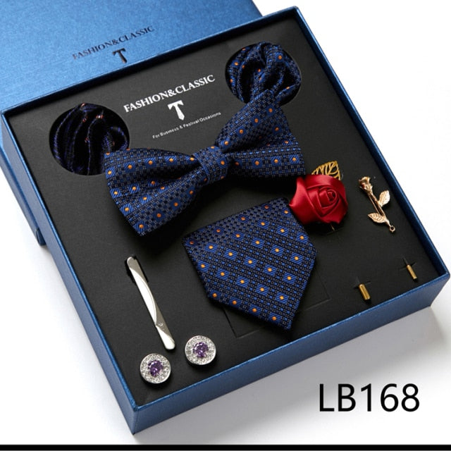 Men's Formal Wear Gift Set: Necktie, Bowtie, Tie Clip, Cufflinks & Hanky Set