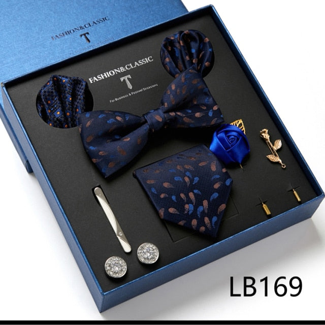 Men's Formal Wear Gift Set: Necktie, Bowtie, Tie Clip, Cufflinks & Hanky Set