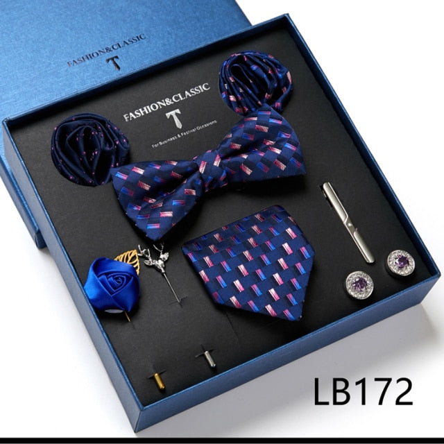 Men's Formal Wear Gift Set: Necktie, Bowtie, Tie Clip, Cufflinks & Hanky Set