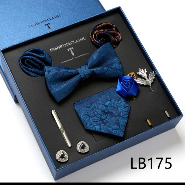 Men's Formal Wear Gift Set: Necktie, Bowtie, Tie Clip, Cufflinks & Hanky Set