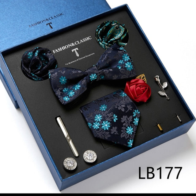 Men's Formal Wear Gift Set: Necktie, Bowtie, Tie Clip, Cufflinks & Hanky Set