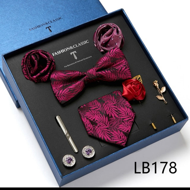 Men's Formal Wear Gift Set: Necktie, Bowtie, Tie Clip, Cufflinks & Hanky Set