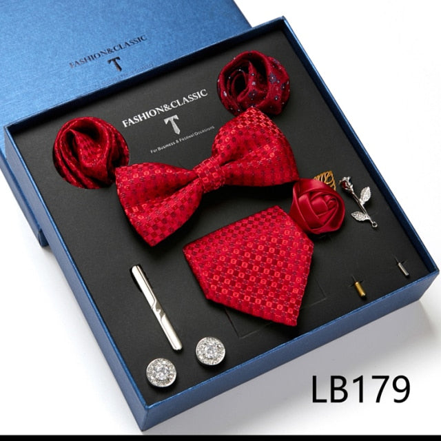 Men's Formal Wear Gift Set: Necktie, Bowtie, Tie Clip, Cufflinks & Hanky Set
