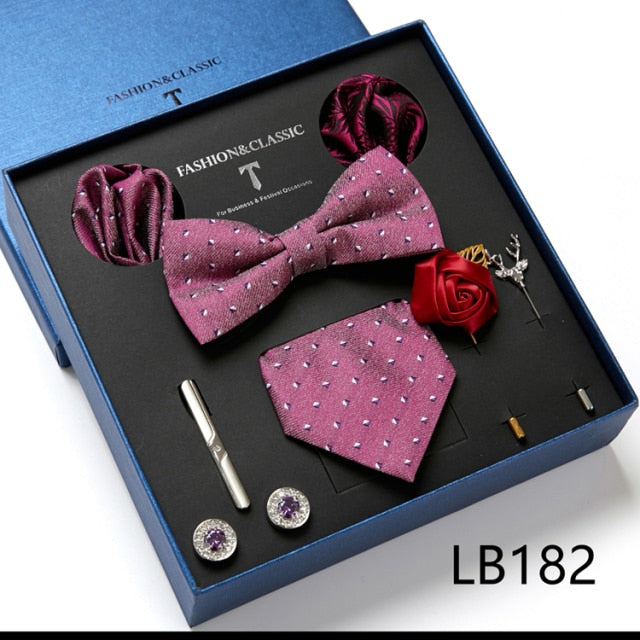 Men's Formal Wear Gift Set: Necktie, Bowtie, Tie Clip, Cufflinks & Hanky Set