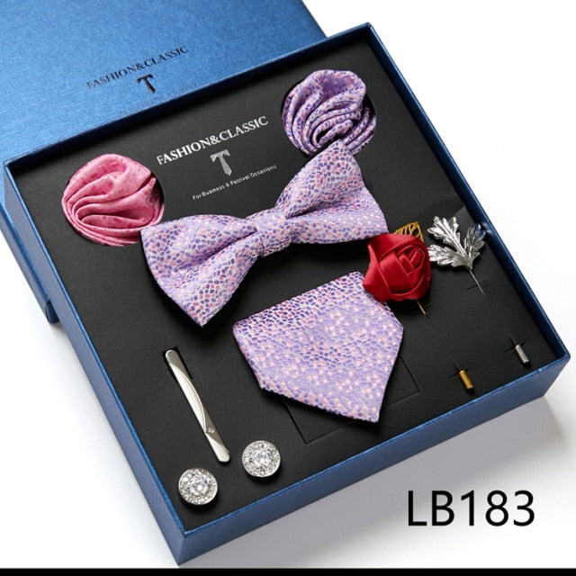 Men's Formal Wear Gift Set: Necktie, Bowtie, Tie Clip, Cufflinks & Hanky Set