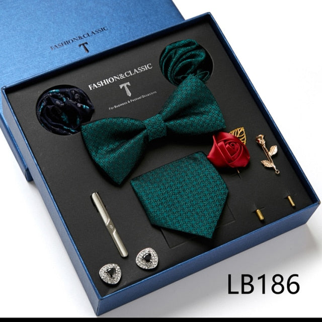 Men's Formal Wear Gift Set: Necktie, Bowtie, Tie Clip, Cufflinks & Hanky Set