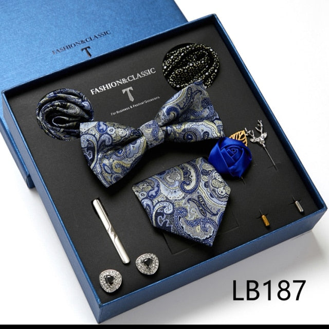 Men's Formal Wear Gift Set: Necktie, Bowtie, Tie Clip, Cufflinks & Hanky Set