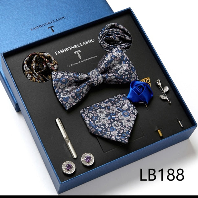 Men's Formal Wear Gift Set: Necktie, Bowtie, Tie Clip, Cufflinks & Hanky Set