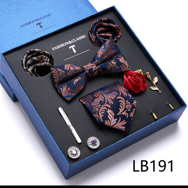 Men's Formal Wear Gift Set: Necktie, Bowtie, Tie Clip, Cufflinks & Hanky Set