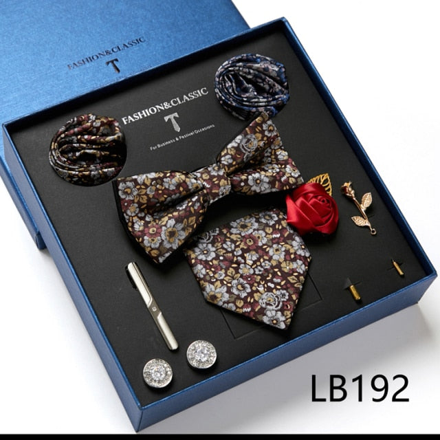 Men's Formal Wear Gift Set: Necktie, Bowtie, Tie Clip, Cufflinks & Hanky Set