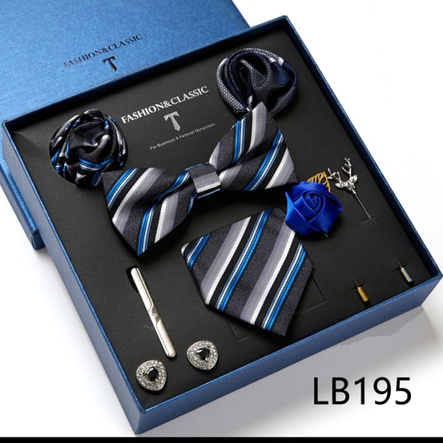 Men's Formal Wear Gift Set: Necktie, Bowtie, Tie Clip, Cufflinks & Hanky Set