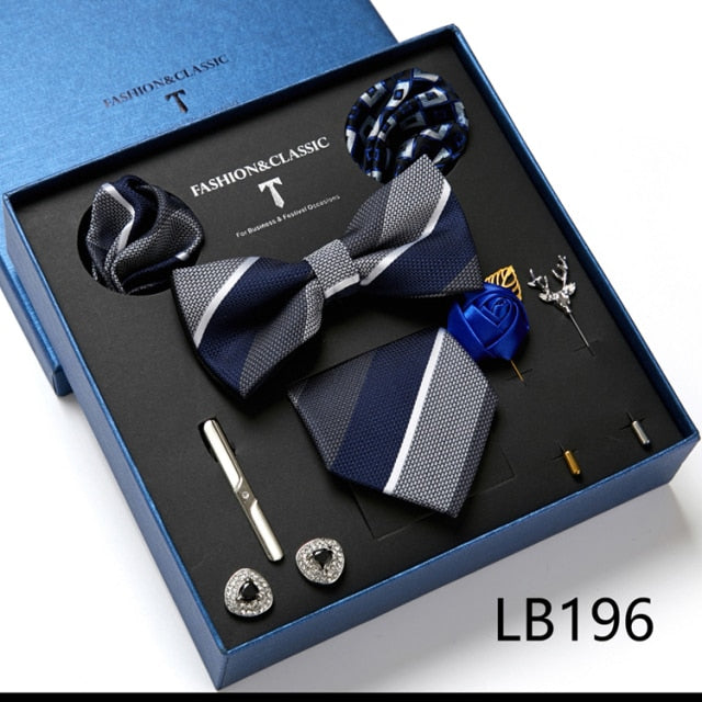 Men's Formal Wear Gift Set: Necktie, Bowtie, Tie Clip, Cufflinks & Hanky Set