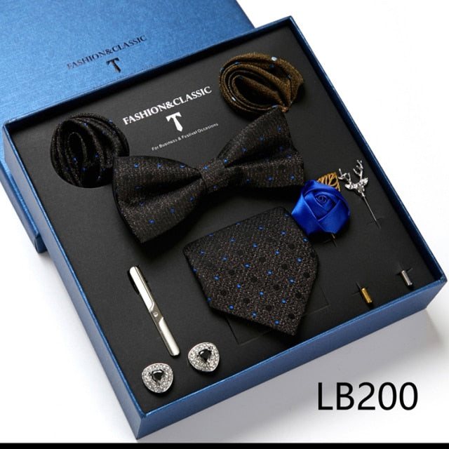 Men's Formal Wear Gift Set: Necktie, Bowtie, Tie Clip, Cufflinks & Hanky Set